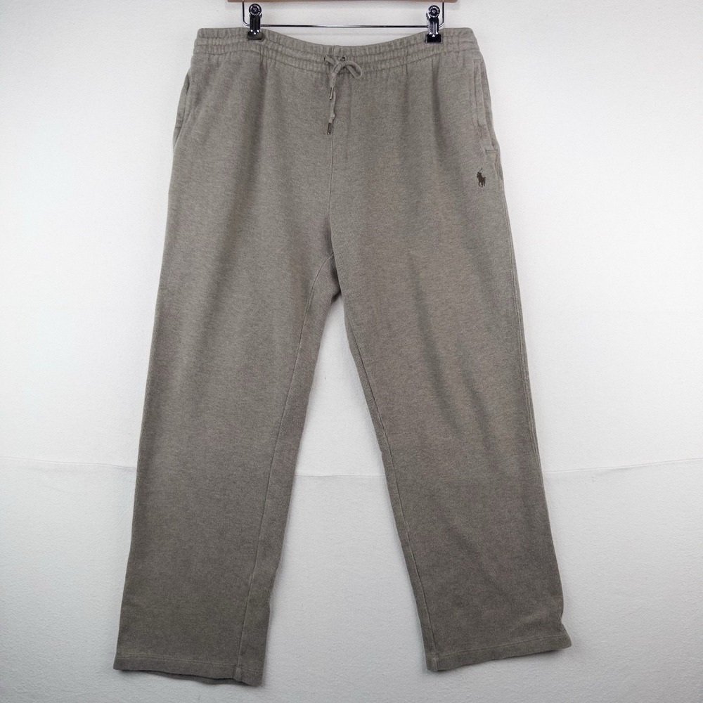 Polo Ralph Lauren Men's L Fleece Lounge Sweatpants Heather Tan Straight Leg 9"